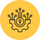 An icon featuring a gear with an eye symbol at the center