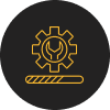 An icon featuring a gear with a wrench inside