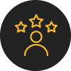 User profile icon with three stars above it.