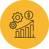 An illustration depicting gears, a dollar sign