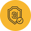 A shield with a checkmark and an at symbol inside it