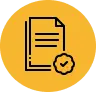 A graphic depicting a document with lines and a checkmark next to it
