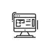 Icon of a computer screen displaying a layout or design with various elements.