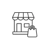 Icon of a storefront with a bag.