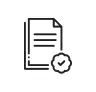 An icon of a document with a checked seal.
