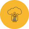 A cloud with a computer monitor displaying a document