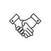 An illustration of two hands shaking.