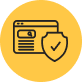 Icon of a webpage with a padlock and shield