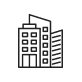 Outline of a modern building with multiple floors and varying architectural shapes.