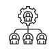 An illustration of a gear with a person icon in the center,