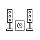 Two tall speakers on either side of a subwoofer.