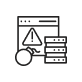 An icon representing a warning alert on a computer screen with a bomb and stacks of coins beside it.