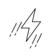 A simple black outline of a star with three zigzag lines indicating movement or energy.