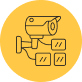 Icon of a security camera on a yellow background.