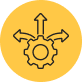 A yellow circle with a gear icon in the center