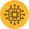 Icon of a microchip on a yellow background.
