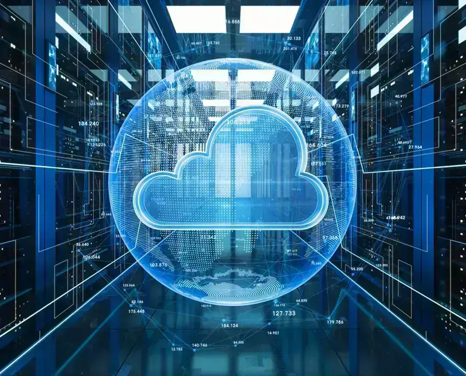 A digital representation of a cloud symbol with data connections