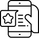 A hand holding a smartphone displaying a star icon and a list.
