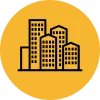 Icon of a city skyline, featuring multiple buildings