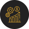 An icon depicting a graph with an upward trend