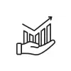 A hand holding a chart with an upward trend.