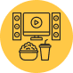An illustration of a computer screen with a play symbol