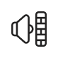 Icon of a speaker beside a film strip.