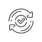 A circular arrow icon with a checkmark in the center.