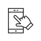 A hand pointing at a smartphone screen.