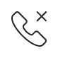 An icon of a telephone receiver with a cross over it.