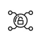 An icon representing network security with a padlock in the center.