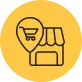 An icon of a storefront with a shopping cart symbol and a location pin.