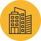 Outline of a building within a yellow circle.