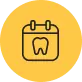 A calendar icon with a tooth illustration on it.