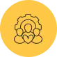 An icon depicting three figures with a heart and a gear
