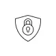 A shield with a padlock icon inside it.