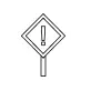 A warning sign with an exclamation mark inside a diamond shape.