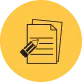 An icon featuring stacked papers with a pencil on top,