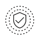 Icon of a shield with a check mark inside, surrounded by dotted lines.
